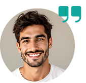 Smiling man with curly hair